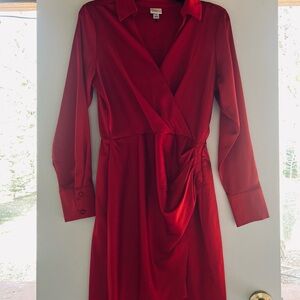 a new day Red Wrap-Style Long Sleeve Dress
